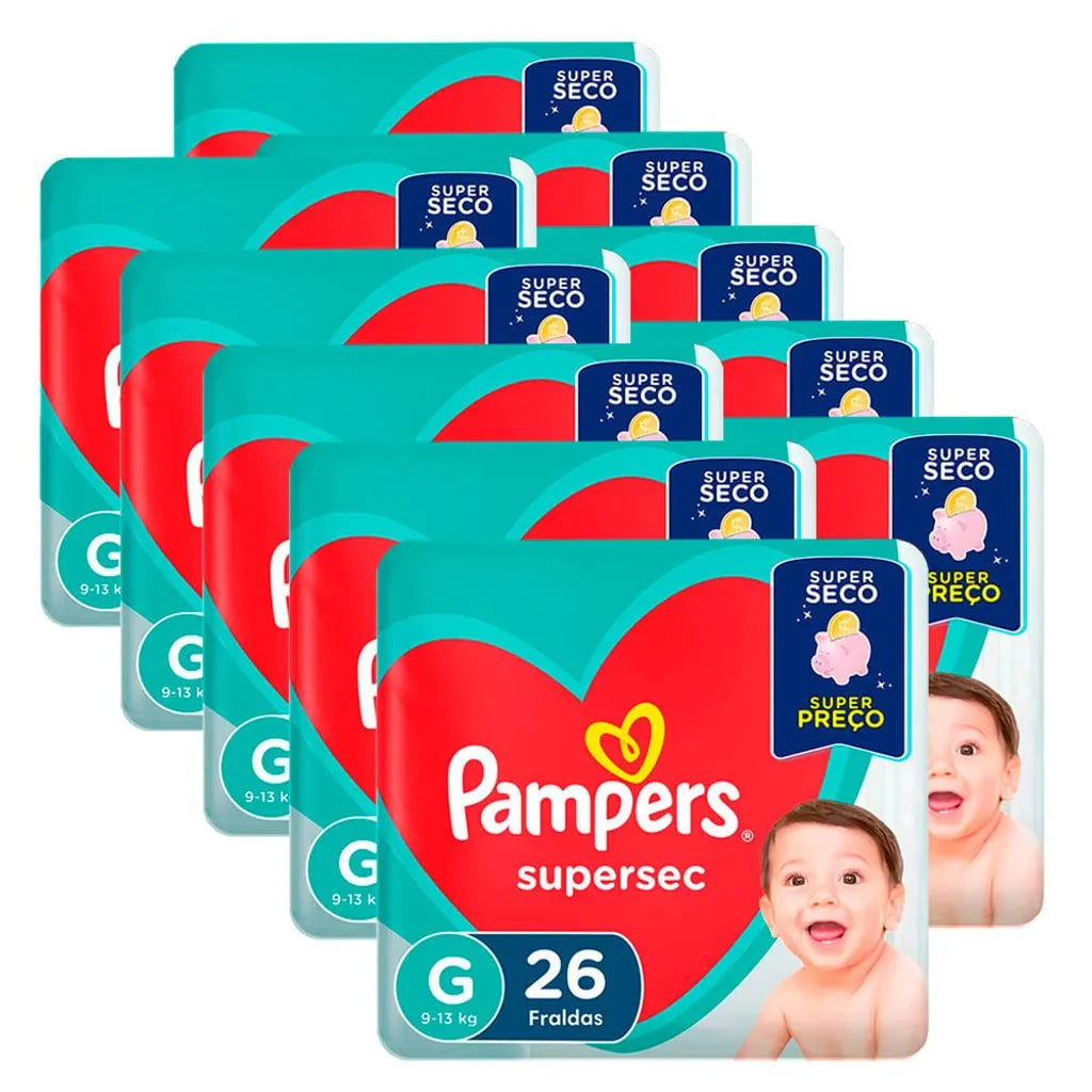 Kit com 10 pacotes de fralda Pampers G